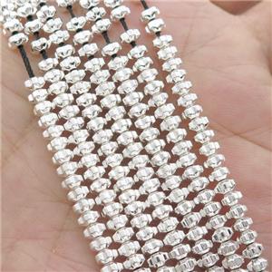 Hematite Beads Flower Shiny Silver Plated, approx 4mm [HB1258]