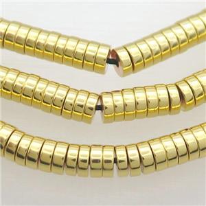 Hematite Beads Heishi Shiny Gold, approx 1x4mm [HB1264-4MM]