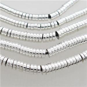 Hematite Spacer Beads Heishi Shiny Silver, approx 1x6mm [HB1266-6MM]
