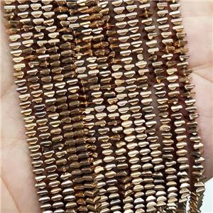 Hematite Square Beads Gold Plated, approx 3mm [HB1273]