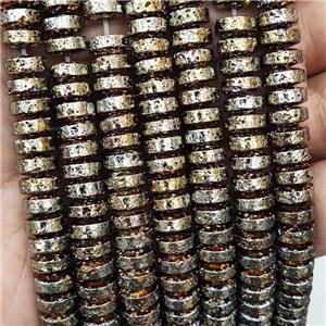 Assembled Lava Beads Heishi Gold Plated, approx 8.5mm [HB1286]