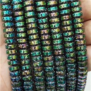 Assembled Lava Beads Heishi Greengold Electroplated, approx 8.5mm [HB1287]