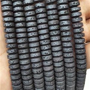 Natural Lava Heishi Beads Assembled Black, approx 8.5mm [HB1291]