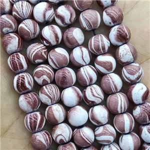 Hematite Beads Round Coffee Lacquered, approx 8mm dia [HB1300]