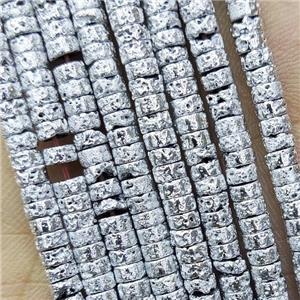 Hematite Heishi Beads Shiny Silver Electroplated, approx 2x4mm [HB1332]