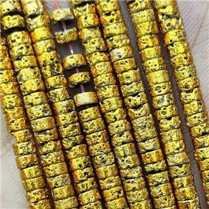 Hematite Heishi Beads Golden Electroplated, approx 2x4mm [HB1335]