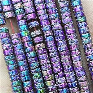Hematite Heishi Beads Rainbow Electroplated, approx 2x4mm [HB1337]