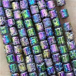 Hematite Tube Beads Rainbow Electroplated, approx 4x5mm [HB1342]