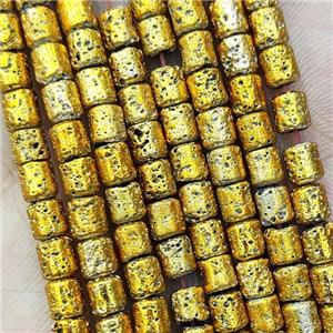 Hematite Tube Beads Golden Electroplated, approx 4x5mm [HB1344]