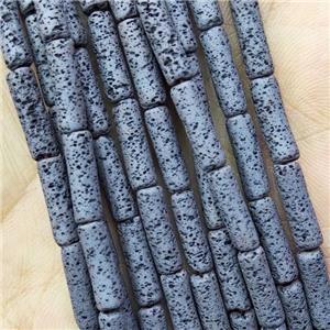 Black Hematite Column Beads Tube Hollow, approx 4x13mm [HB1346]