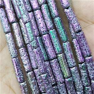 Hematite Tube Beads Multicolor Electroplated, approx 4x13mm [HB1348]
