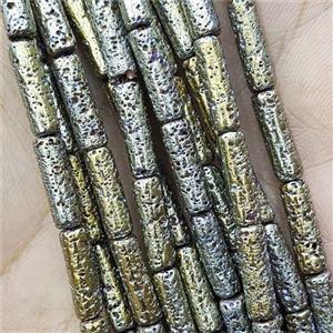 Hematite Tube Beads Green Electroplated, approx 4x13mm [HB1351]