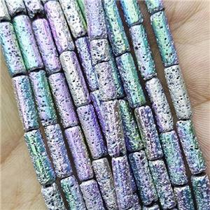 Hematite Tube Beads Multicolor Electroplated, approx 4x13mm [HB1352]