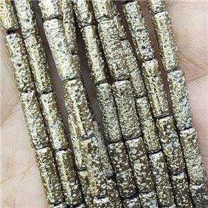 Hematite Tube Beads Lt.gold Electroplated, approx 4x13mm [HB1354]
