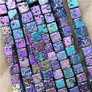Hematite Cube Beads Rainbow Electroplated, approx 4-5mm [HB1359]