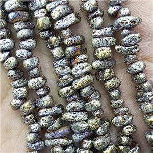 Hematite Beads Freeform Green Electroplated, approx 4-6mm [HB1364-S]