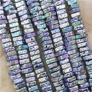 Hematite Beads Square Multicolor Electroplated, approx 2x4mm [HB1374]