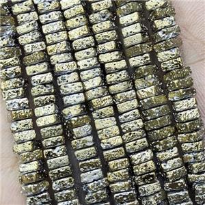 Hematite Beads Square Lt.gold Electroplated, approx 2x4mm [HB1376]