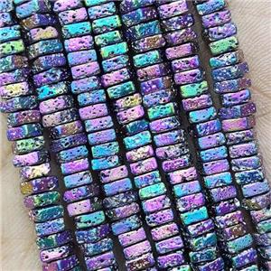 Hematite Beads Square Rainbow Electroplated, approx 2x4mm [HB1377]