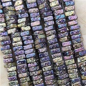 Hematite Beads Square Multicolor Electroplated, approx 2x4mm [HB1378]
