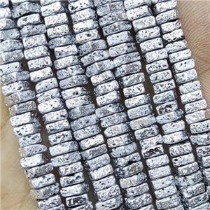 Hematite Beads Square Shiny Silver Electroplated, approx 2x4mm [HB1379]