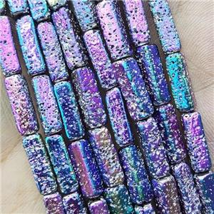 Hematite Tube Beads Rainbow Electroplated, approx 4x13mm [HB1381]