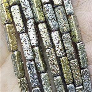 Hematite Tube Beads Green Electroplated, approx 4x13mm [HB1383]