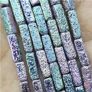 Hematite Tube Beads Multicolor Electroplated, approx 4x13mm [HB1384]