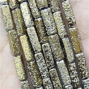 Hematite Tube Beads Lt.gold Electroplated, approx 4x13mm [HB1385]