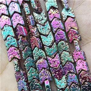 Hematite Chevron Beads V-shape Multicolor Electroplated, approx 6x6mm [HB1394-L]