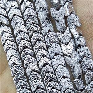 Hematite Chevron Beads V-shape Shiny Silver Electroplated, approx 6x6mm [HB1395-L]