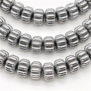 Hematite Pumpkin Beads Platinum Plated, approx 6x8mm [HB1406]