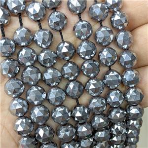 Hematite Beads Cut Round Platinum Electroplated, approx 8mm dia [HB1418-8MM]
