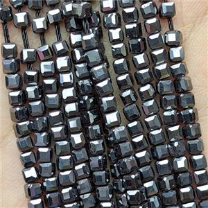 Black Hematite Beads Faceted Cube, approx 3mm [HB1424]