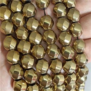 Hematite Twist Beads Gold Plated, approx 12mm [HB1426-12MM]
