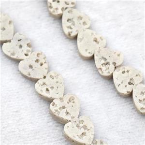 White Lava Heart Beads, approx 6mm [HB1428]