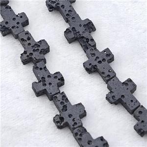 Black Lava Cross Beads, approx 8-10mm [HB1435]