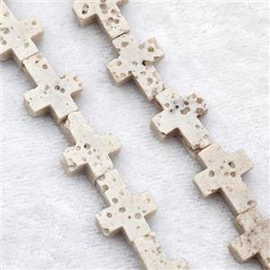 White Lava Cross Beads, approx 8-10mm [HB1436]