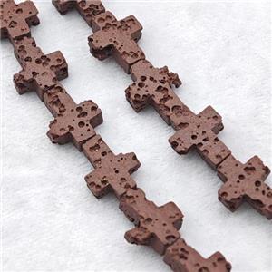 Chocolate Lava Cross Beads, approx 8-10mm [HB1443]