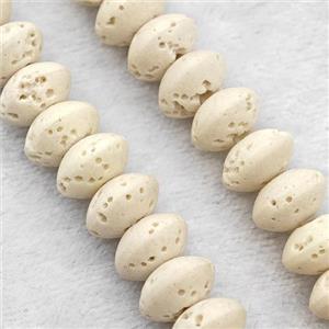 MilkWhite Lava Rondelle Beads Smooth, approx 8mm [HB1447]
