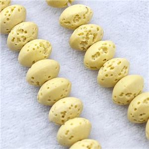 Yellow Lava Rondelle Beads Smooth, approx 8mm [HB1449]
