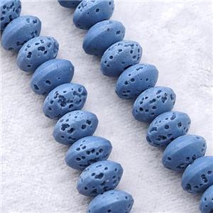 Blue Lava Rondelle Beads Smooth, approx 8mm [HB1452]