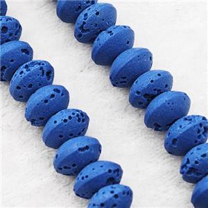 Lava Rondelle Beads Smooth Blue, approx 8mm [HB1453]