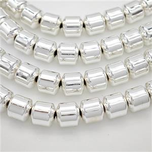 Hematite Tube Beads Shiny Silver, approx 8mm [HB1465]