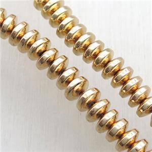 light gold electroplated Hematite wheel Beads, approx 3x4mm [HBOS731-3X4MM]