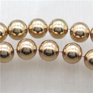 round Hematite Beads, light KC-golden electroplated, approx 3mm dia [HBOS733-3MM]