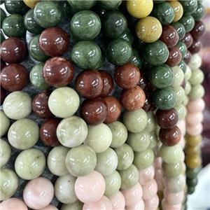 round Malaysia Jade Beads, mixed color, approx 6mm dia [JD10006-6MM]
