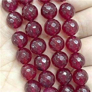 red ruby Jade Beads, faceted round, dye, approx 12mm dia [JD10010-12MM]