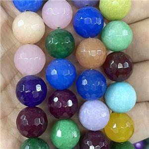 faceted round Malaysia Jade Beads, mixed color, approx 12mm dia [JD10011-12MM]