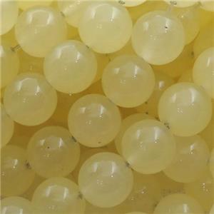 yellow Spong Jade Beads, round, approx 14mm dia [JD10054-14MM]
